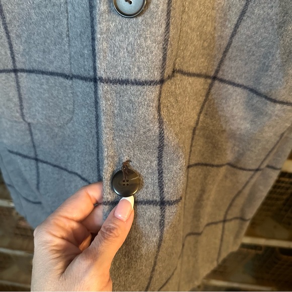 J. McLaughlin Reversible Wool Blend Plaid Coat Gray Blue Classic S 38138 - Picture 11 of 11